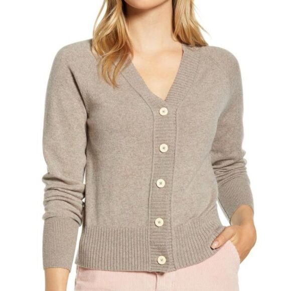 Everlane Recashmere Varsity Cardigan Sand Womens Sz XS Host Pick - Picture 1 of 7